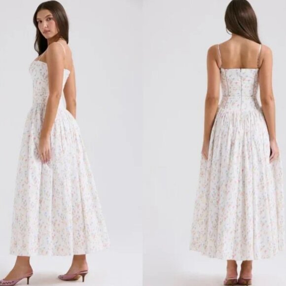 House of CB Ysabella White Posy Print Cotton Maxi Dress - Picture 2 of 4